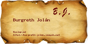 Burgreth Jolán névjegykártya